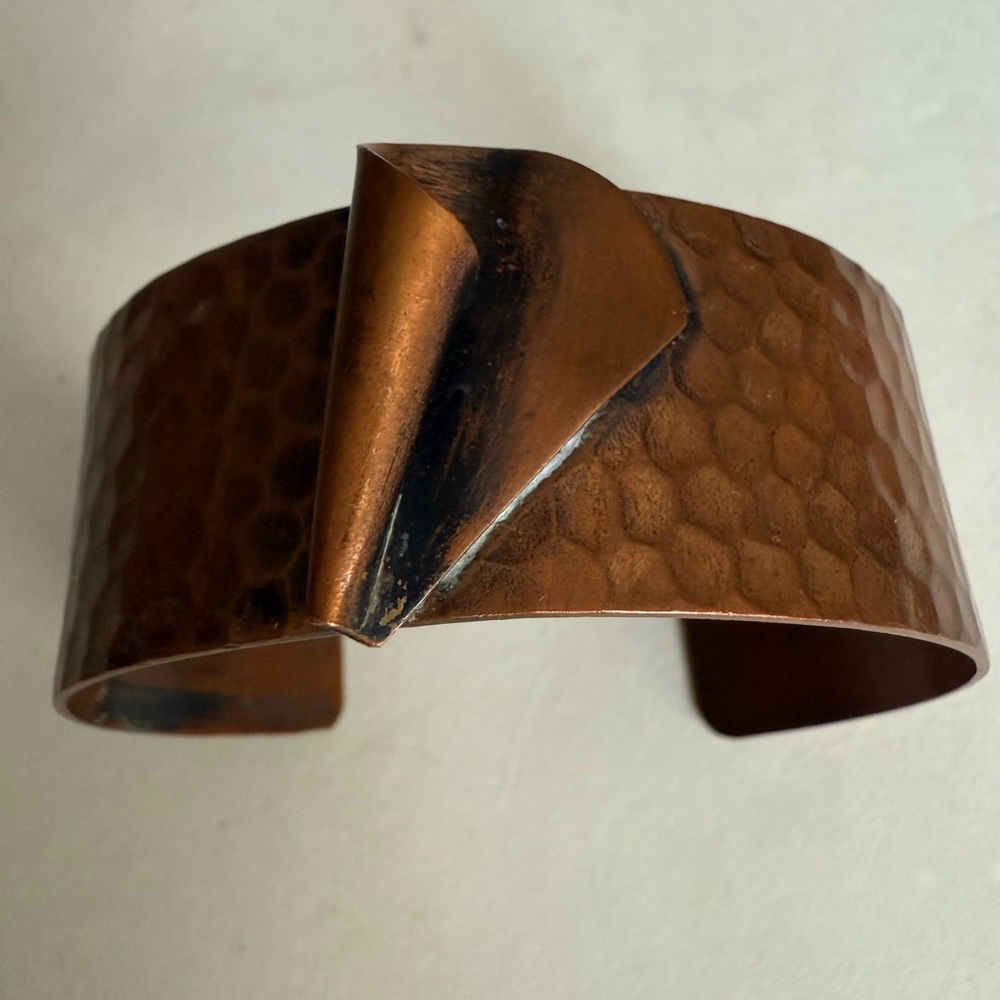 Artisan Hammered Design Copper Cuff Bracelet